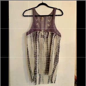 Free People Crochet Tye Dye High Low Tunic Tank